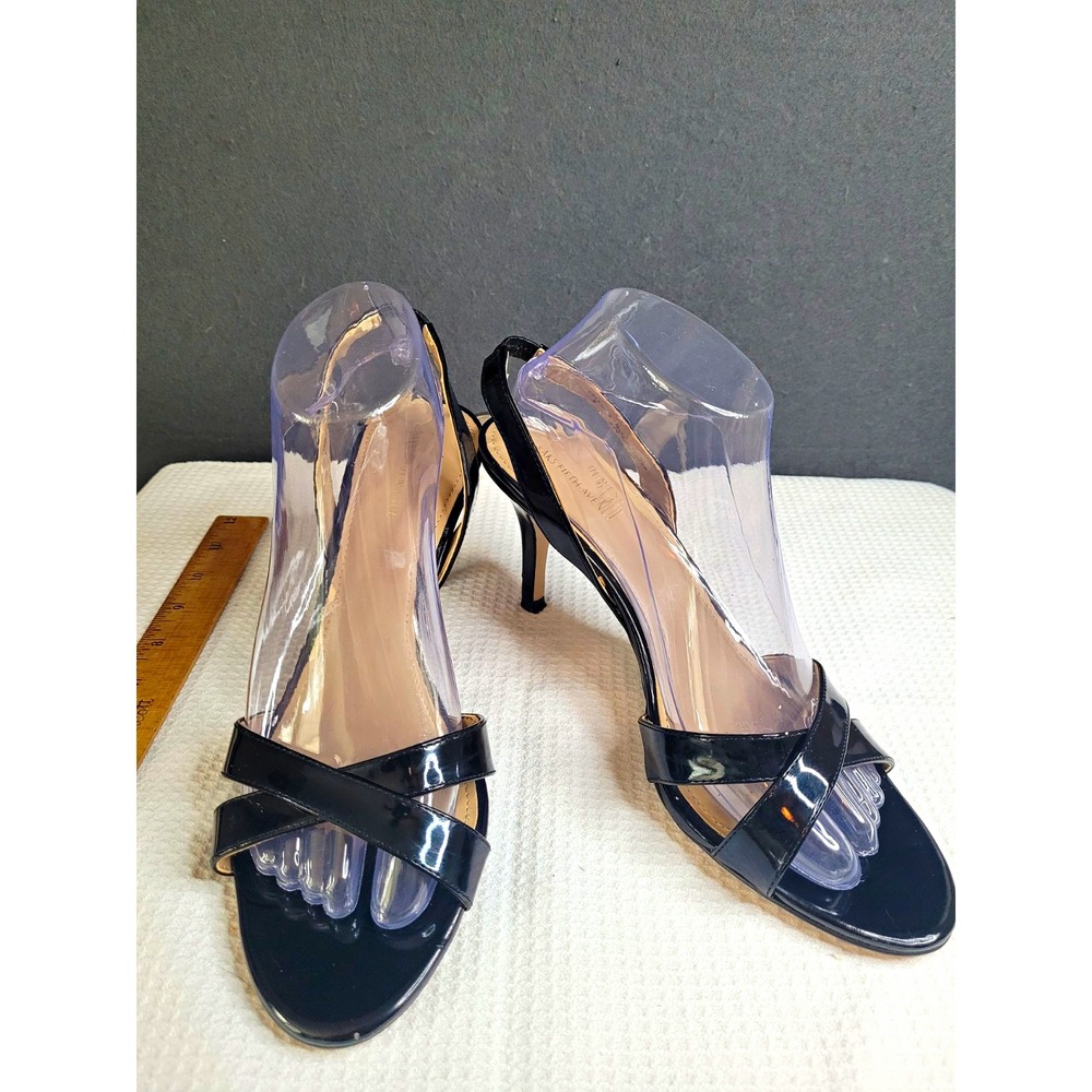 Saks Fifth Avenue Women's Black Slingback Strappy Open Toe Stiletto Heels 9 - Picture 1 of 8